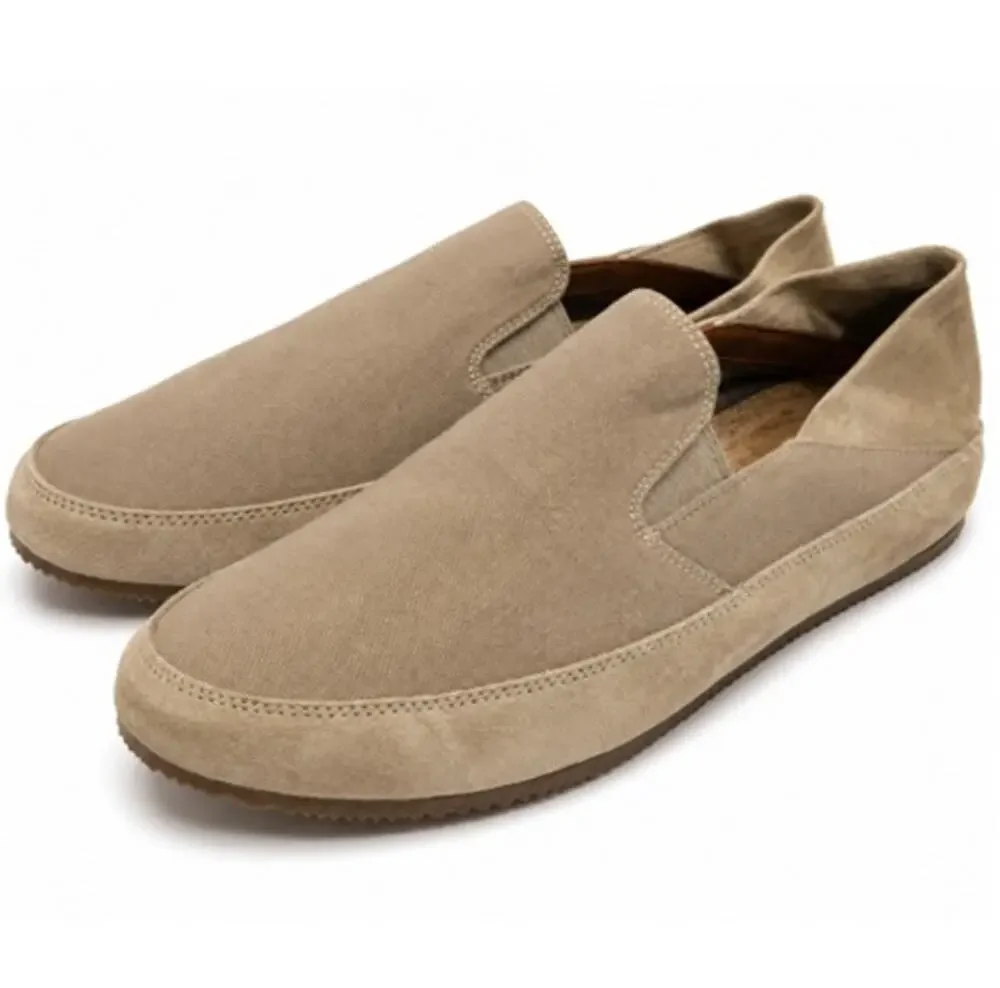 Vince Beige Canvas Suede Slip On Loafers Casual Shoes Mens 13M Coastal Resort